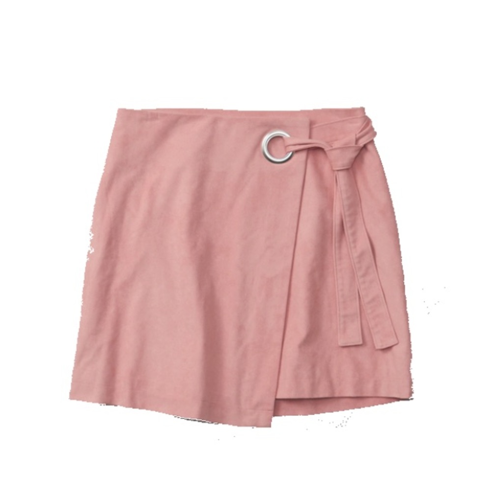 A&F pink suede wrap skirt